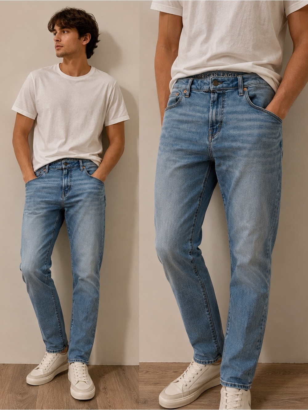 American Eagle AirFlex+ Jeans Men’s Light Wash Slim Straight Stretch Denim 33x32